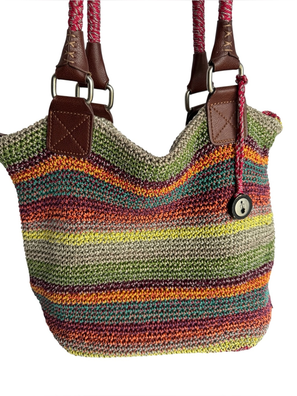 The Sak Slouchy Woven Hobo Bag Multicolour Shoulder Boho Hippie Summer Purse